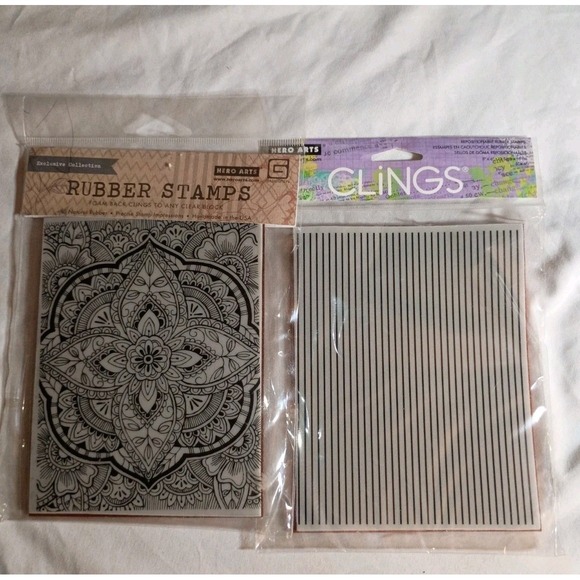 Hero Arts Other - Hero Arts & Penny Black Cling Rubber Stamps Spice Market Pinstripes Hidden Lane